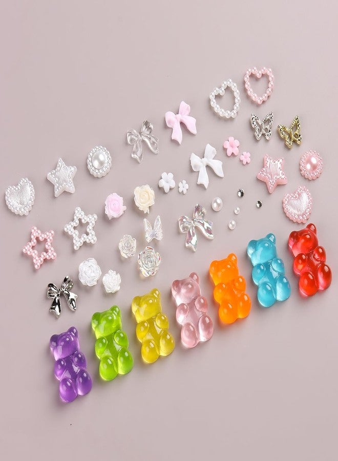 Fcozpjk 3D Nail Charms Bulk - Mix Assorted Colorful Nail Art Charms with Flowers, Hearts, Pearls, Butterflies, Bows & Crystals - Includes Pickup Tool - Image 3